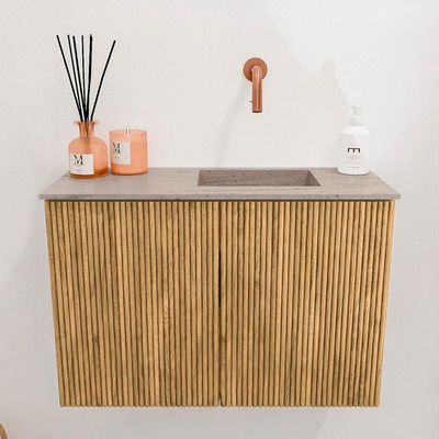 Mondiaz JOYA-DLUX Meuble de salle de bains 60cm - couleur Chêne - Vasque FAYE position Droite Sans trou de robinet couleur Saba