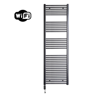 Sanicare HVW Elektrische Radiator - 172x60cm - 1127W - wifi - thermostaat - zwart - linksonder - gunmetal (antraciet)