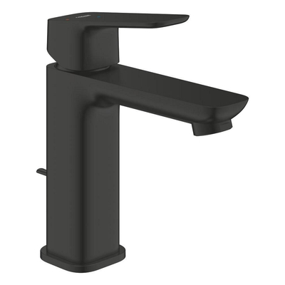 GROHE Cubeo wastafelkraan - m-size - opbouw - 1-gats - eengreeps - met trekwaste - mat zwart