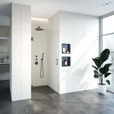 BRAUER Void porte de niche verre clair 90x200 réversible incl. traitement anticalcaire PVD gunmetal brossé