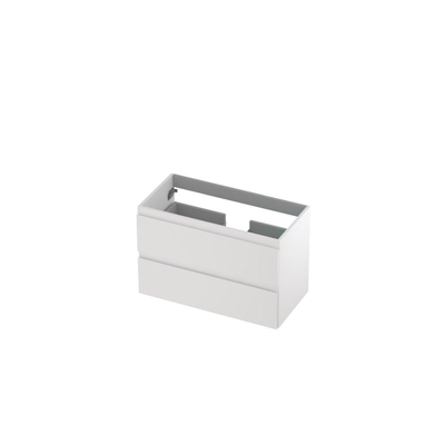 INK Wastafelonderkast - 80x40x52cm - 2 lades - greeploos - MDF lak - Mat wit