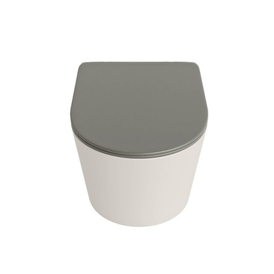 Mondiaz LAVIE WC suspendu – sans bride – 36 x 53 cm – avec abattant softclose – Linen (blanc cassé), abattant Smoke (brun clair)