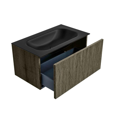 Mondiaz KURVE Badkamermeubelset - 80x46x40cm - 1 lade - wastafel solid surface - midden - 1 kraangat - Shadow
