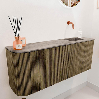 Mondiaz JOYA-DLUX 101.6cm toiletmeubel - ronding links kleur Dusk - Wastafel FAYE positie Rechts Zonder kraangat kleur Oza.