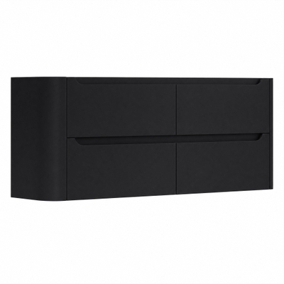 H&R Badmeubelen Juice Wastafelonderkast - 120x45x50cm - linkerhoek afgerond - 4 lades - geïntegreerde greep - zwart mat
