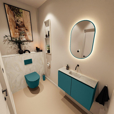 MONDIAZ TURE-DLUX 80cm toiletmeubel Smag. EDEN wastafel Ostra positie midden. Zonder kraangat.