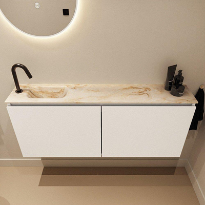 MONDIAZ TURE-DLUX 120cm toiletmeubel Talc. EDEN wastafel Frappe positie links. Met 1 kraangat.