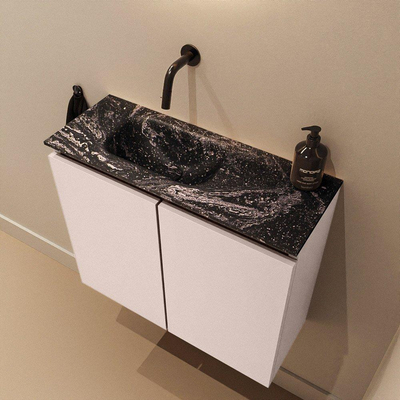 MONDIAZ TURE-DLUX Meuble de WC 60 cm Rosee. EDEN lavabo Lava position gauche. Sans trou de robinet.
