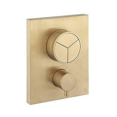 Crosswater Crossbox Inbouw douchekraan - thermostatisch - 3 functies - inclusief inbouwdeel - geborsteld messing (goud)