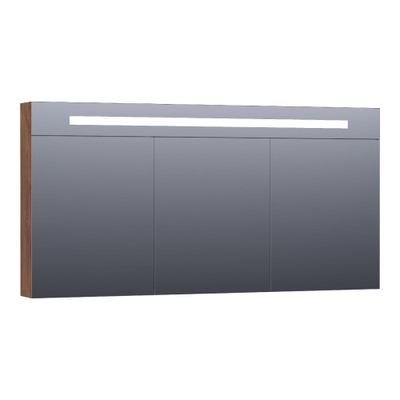 BRAUER Promise Deluxe armoire de toilette - 140x70x15cm - avec éclairage direct 3 portes miroir double face - Forêt Cacao