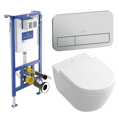 Villeroy & Boch Subway 2.0 toiletpot directflush - diepspoel - met reservoir - met zitting - softclose & - quickrelease bedieningspaneel edelmat CeramicPlus - Stone White (mat wit)