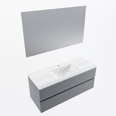 Mondiaz VICA ensemble de meuble de salle de bain - 120cm - meuble sous-vasque plata - 2 tiroirs - lavabo denia milieu - 1 trou de robinet - couleur Blanc Brillant - miroir LED - version XL 60cm haut