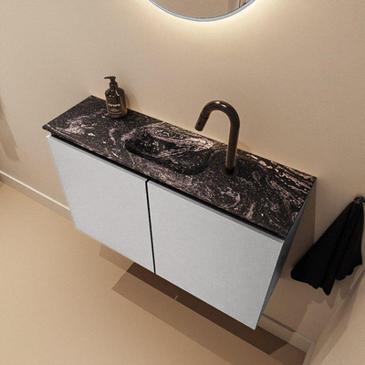 MONDIAZ TURE-DLUX 80cm toiletmeubel Plata. EDEN wastafel Lava positie midden. Met 1 kraangat.