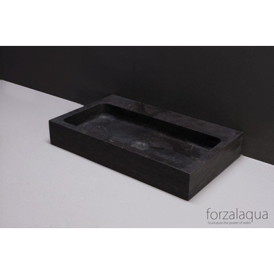 Forzalaqua Taranto lavabo 50x30x8cm Rectangulaire 0 trou de robinetterie Pierre naturelle Pierre bleue adoucie