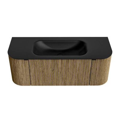 Mondiaz KURVE Badkamermeubelset - 120x46x40cm - 1 lade - 2 deuren - wastafel solid surface - midden - zonder kraangat - Dusk