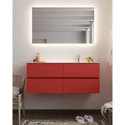 Mondiaz VICA ensemble de meuble de salle de bain - 120cm - meuble sous-vasque fire - 4 tiroirs - lavabo moon droite - 1 trou de robinet - miroir LED - version XL 60cm haut