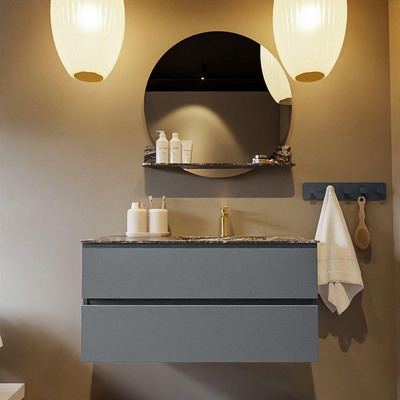 Mondiaz VICA-DLUX ensemble de meuble de salle de bain - 100cm - meuble sous-vasque plata - 2 tiroirs - lavabo encastrée cloud droite - 1 trou de robinet - version haute de 60cm - lave