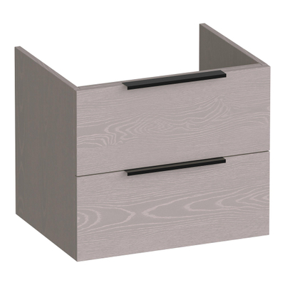 BRAUER Elevate meuble sous-lavabo 60 sans poignées rapportées 2 tiroirs à fermeture douce et 1 découpe pour siphon - Timber Greige