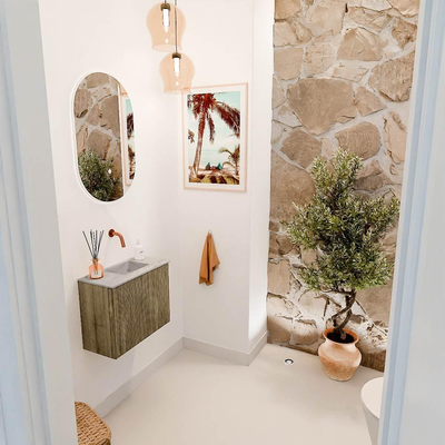 Mondiaz JOYA-DLUX 50cm toiletmeubel - kleur Dusk - Wastafel FAYE positie Rechts Zonder kraangat kleur Glace.