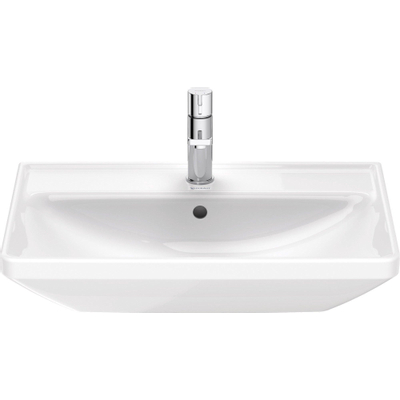 Duravit D-neo Wastafel - met waskom midden - met kraangat - met overloop - 65x44cm - met wondergliss - wit