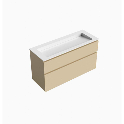 Mondiaz XABI ensemble meuble de salle de bains - 120x60x45cm - 2 tiroirs - lavabo AVON Talc - central - sans trou de robinet - Sand
