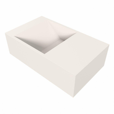 Mondiaz TYNE 40cm fontein solid surface kleur LINEN. Positie wastafel rechts