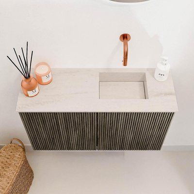 Mondiaz JOYA-DLUX Meuble de toilette 70cm - couleur Shadow - Vasque FAYE position Droite Sans trou de robinet couleur Meli.