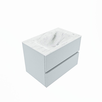 Mondiaz VICA-DLUX Ensemble de meuble de salle de bain - 70cm - meuble sous-vasque argile - 2 tiroirs - lavabo encastré nuage milieu - 1 trou de robinet - version haute 60cm - opalo