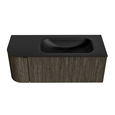 Mondiaz KURVE Ensemble meuble de salle de bains - 115x46x40cm - 1 tiroir - 1 porte - vasque solid surface - droite - 1 trou de robinet - Shadow