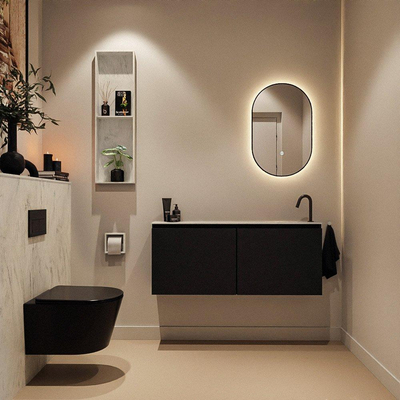 MONDIAZ TURE-DLUX Meuble toilette - 120cm - Urban - EDEN - vasque Opalo - position droite - 1 trou de robinet