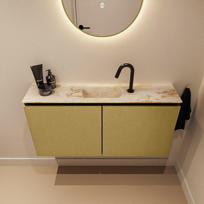 MONDIAZ TURE-DLUX Meuble de toilettes 100cm Oro. EDEN lavabo Frappe position milieu. Avec 1 trou de robinet.