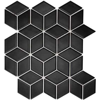 The Mosaic Factory Paris Carrelage mosaïque 26.6x30.5cm carrelage mural intérieur et extérieur bucket porcelaine noir mat