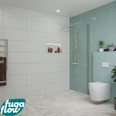 FugaFlow Eccelente Vetro Douche à l'italienne - 40x200cm - verre satiné - Inox brossé