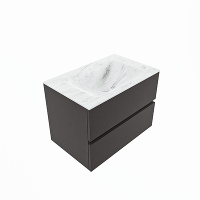 Mondiaz VICA-DLUX Ensemble de meuble de salle de bain - 70cm - meuble sous-vasque gris foncé - 2 tiroirs - lavabo encastré nuage milieu - 1 trou de robinet - version haute de 60cm - opalo