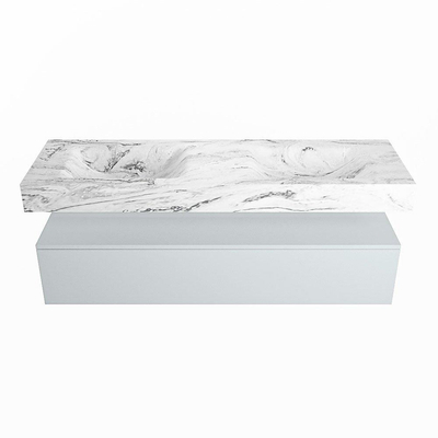 MONDIAZ ALAN - DLUX Badkamermeubelset - 150cm - onderkast - Clay - 1 lade - vrijhangende wastafel - 2 wasbakken - 0 kraangaten - Glace