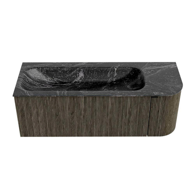 Mondiaz KURVE-DLUX Ensemble de meubles de salle de bains - 125x46x40cm - 1 tiroir - 1 porte - lavabo solid surface - gauche - 1 trou de robinet - Shadow