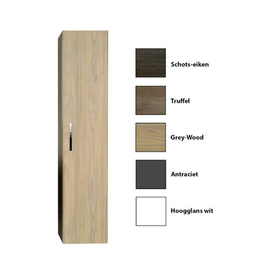 Sanicare Q6 - Q14 - Q16 kolomkast 33.5x32x160cm 1 deur standaard greep met softclose Grey-wood