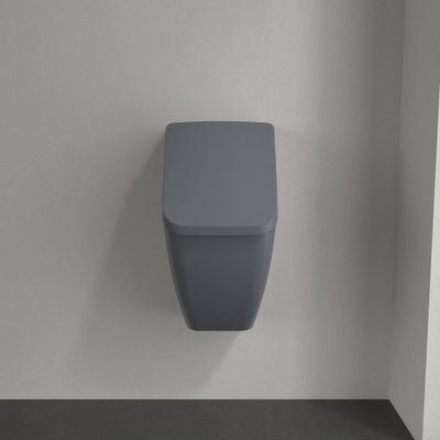 Villeroy & Boch venticello urinoir - met achterinlaat - met deksel - 28.5x54.5x31.5cm CeramicPlus - Graphite (mat grijs)