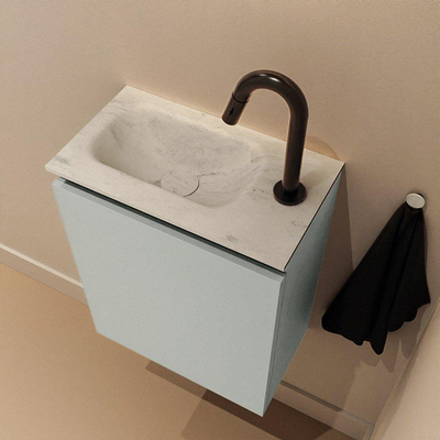 MONDIAZ TURE-DLUX Meuble toilette - 40cm - Greey - EDEN - vasque Opalo - position gauche - 1 trou de robinet