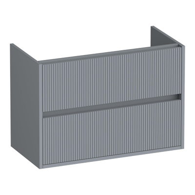 BRAUER Adore Wavy meuble sous-lavabo peu profond 80 2 tiroirs softclose - sans poignées - 1 découpe pour siphon - gris mat
