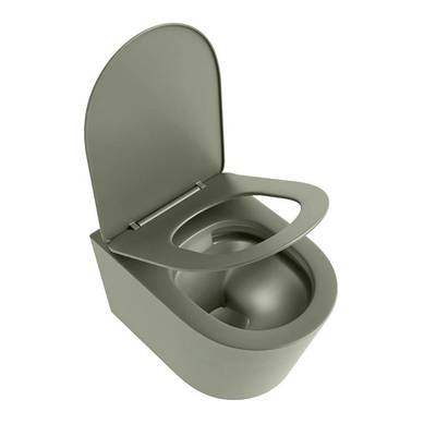 Mondiaz LAVIE WC suspendu – sans bride – 36 x 53 cm – avec abattant softclose – Army (vert)
