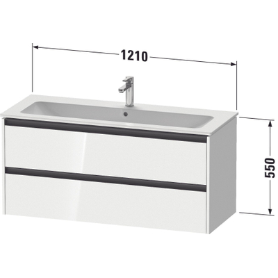 Duravit Ketho 2 meuble sous-lavabo avec 2 tiroirs pour lavabo simple 121x48x55cm avec poignées anthracite blanc brillant