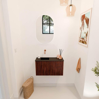 Mondiaz JOYA 70cm toiletmeubel - kleur Ruby - Wastafel FAYE positie Links Zonder kraangat kleur Urban.