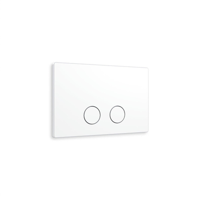 Fugaflow Eccelente Press Plaque de commande - 25x16cm - épaisseur de 2,0mm - fixation magnétique - pour réservoir encastré Geberit UP320 - acier inoxydable - double chasse - boutons ronds - mat blanc