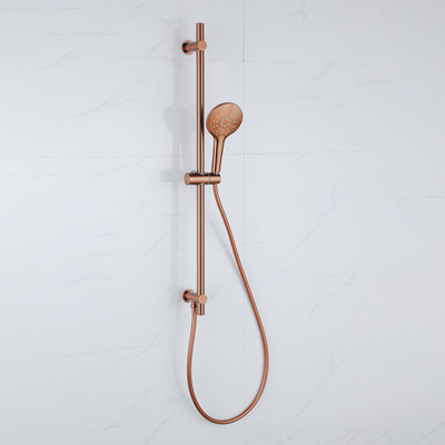 Fortifura Calvi Barre de douche réglable - 90cm - avec coude de raccordement mural intégré - Cuivre brossé