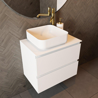 Mondiaz TOP 23 Topblad - 50x23.5x0.9cm - geschikt voor afdekplaat - Solid surface - Talc