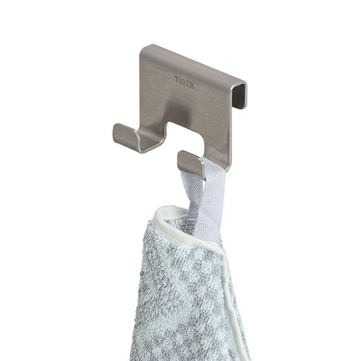 Tiger Caddy Handdoekhaak - voor glaswand - 6-8mm - RVS geborsteld