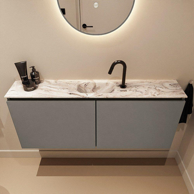 MONDIAZ TURE-DLUX 120cm meuble de toilettes Smoke. EDEN lavabo Glace position milieu. Avec 1 trou de robinet.