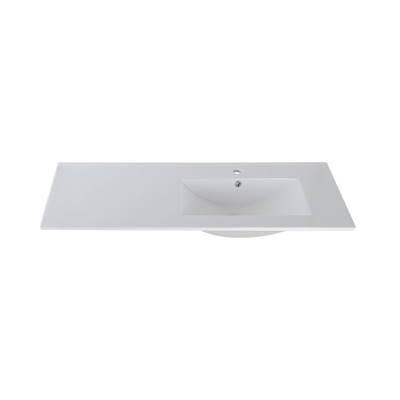 Saniclass Vygo Meubelwastafel - 121x2x46cm - overloop - 1 wasbak rechts - 1 kraangat - keramiek - glans wit