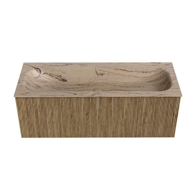 MONDIAZ KURVE-DLUX Meuble de salle de bains 120 cm couleur Dusk avec 1 tiroir et 0 portes. Lavabo BIG LARGE central sans trou de robinet Arena.